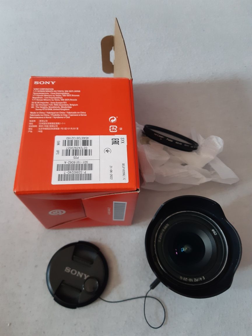 Obiektyw Sony E PZ 10-20 mm f/4 G + filtry UV i VND Idealny do vlogów