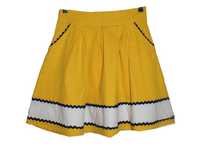 Lindy Bop folk spódnica pliski etno żółta mini yellow boho 42 XL