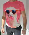 Koszulka t-shirt neonowa lama okulary nadruk balon