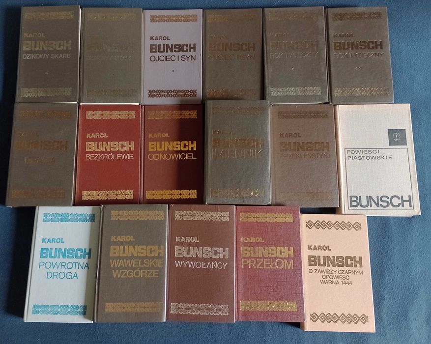 Karol Bunsch Powieści Piastowskie x 16 komplet+Zawisza Czarny+Warna