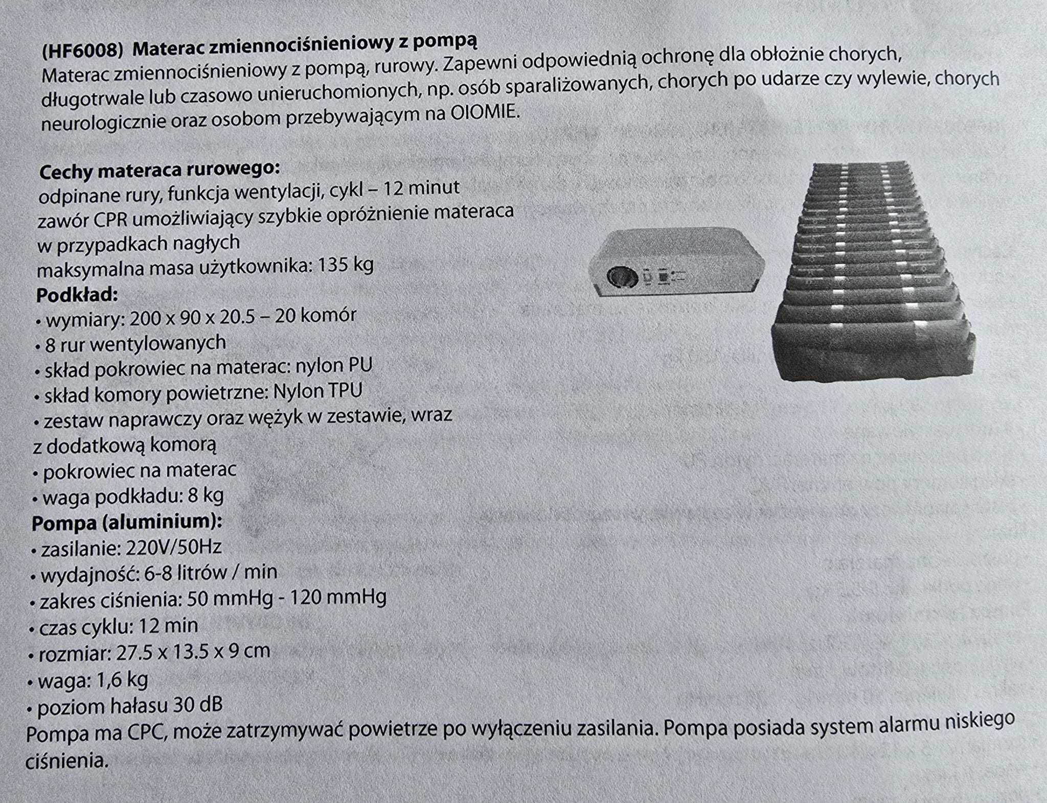 Łóżko szpitalne elektryczne 8-funkcyjne nowy materac przeciwodleżynowy
