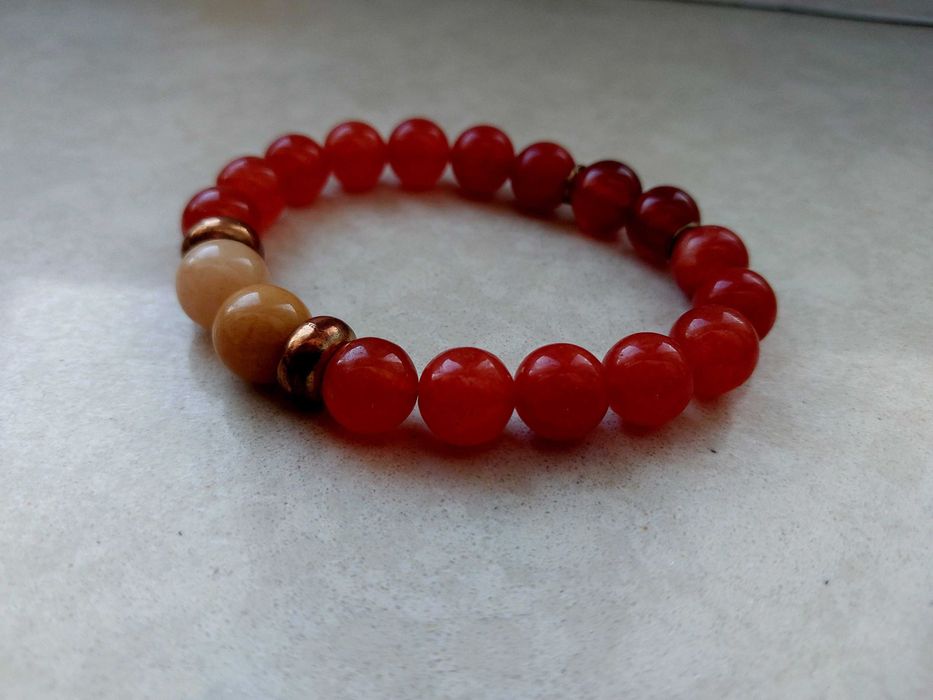 Fenomenalne korale z kamieni czerwonych :) Bransoletka ! Hit :)