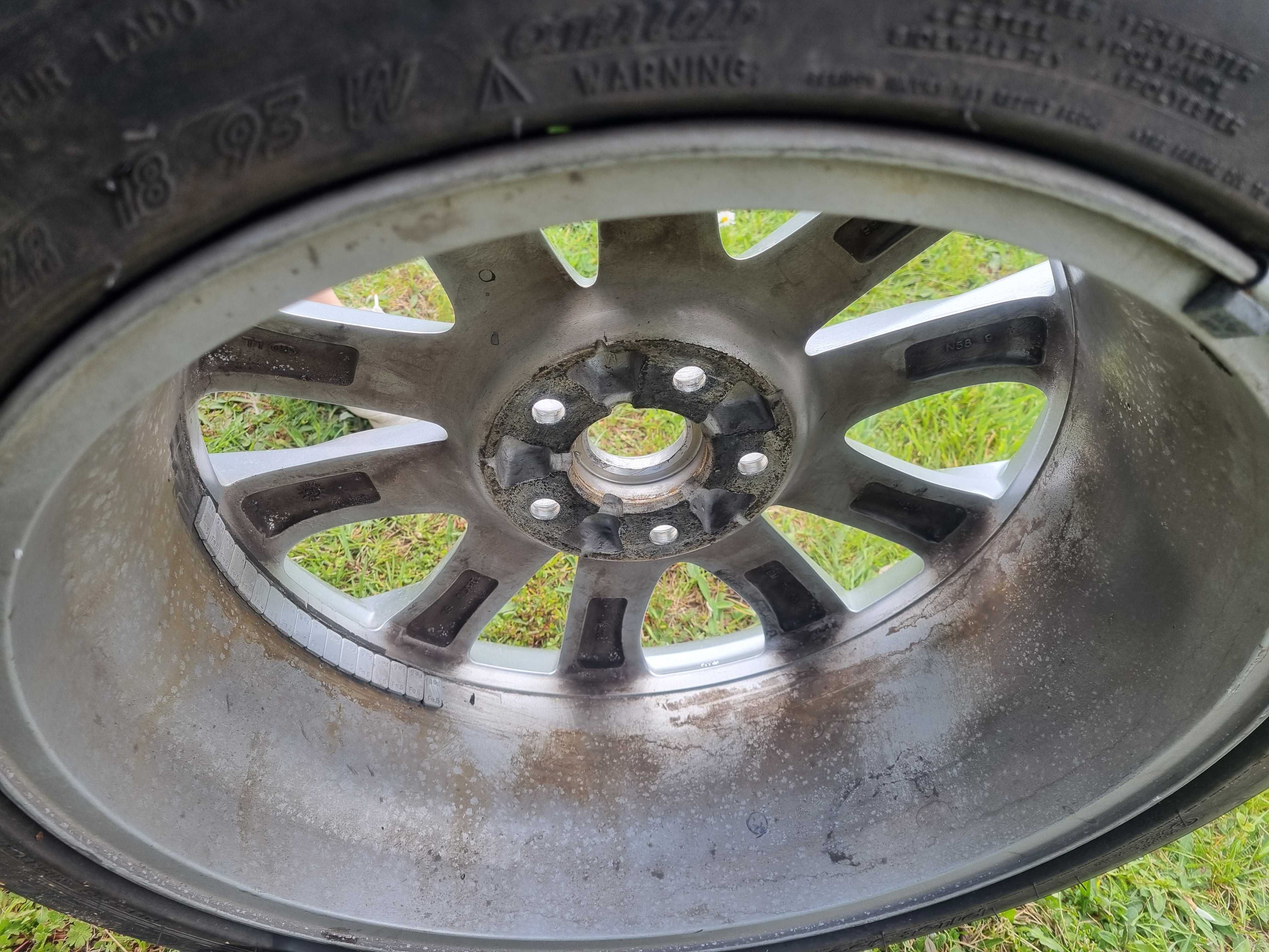 Używane felgi aluminiowe 18", komplet do Mazda 5x114,3 z oponami