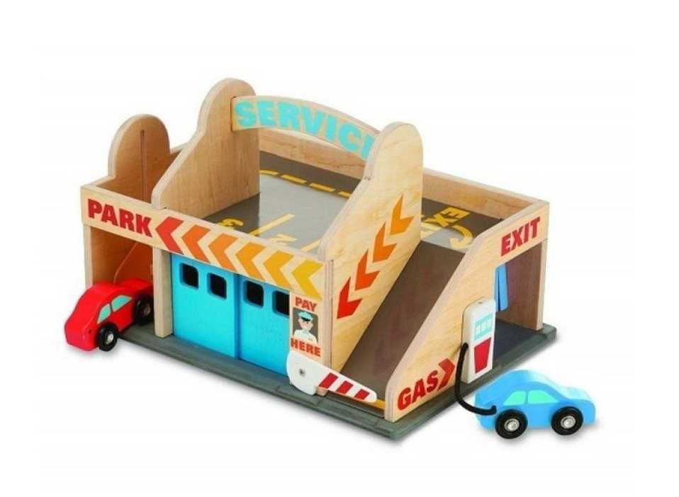 Melissa&Doug Drewniany Parking-Garaż Z Myjnią I Stacją Benzynową