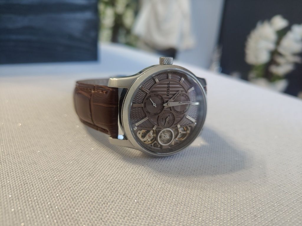 Zegarek męski Fossil ME1098 twist brown automatic brązowy