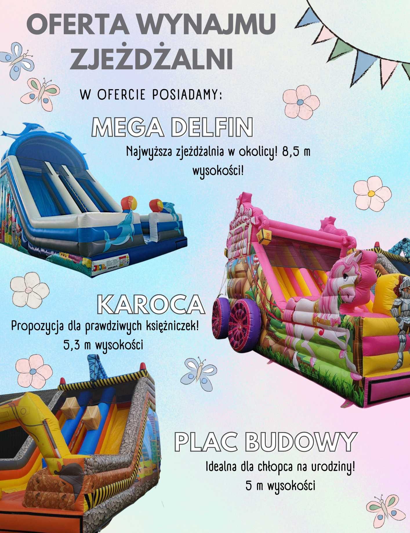 Zjeżdżalnie dmuchane, dmuchańce, namioty