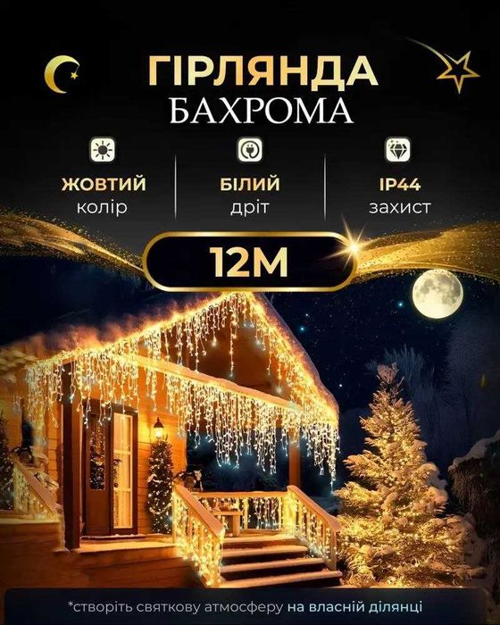 Гірлянда бахрома  12 метрів