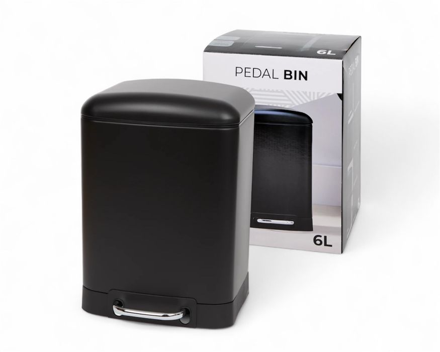 Kosz Pojemnik na śmieci z pedałem 6L / Czarny mat