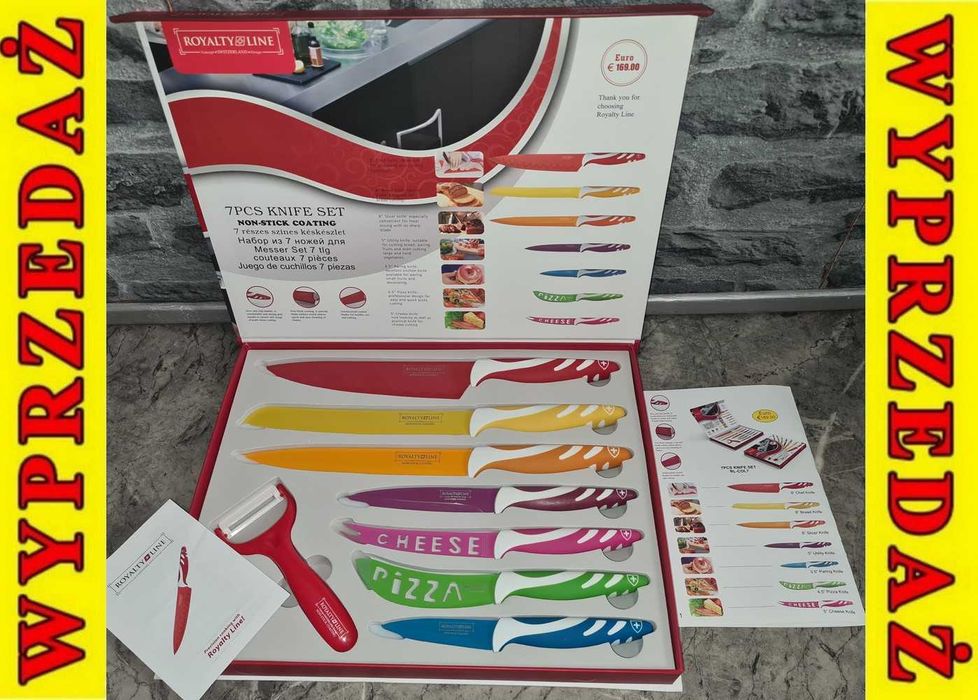 # Komplet NOŻY w pudełku Royalty Line 7 sztuk + Obieraczka OKAZJA