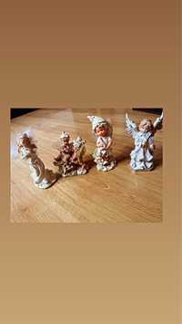 Zestaw 4 aniołków do dekoracji, na prezent na chrzciny lub komunię