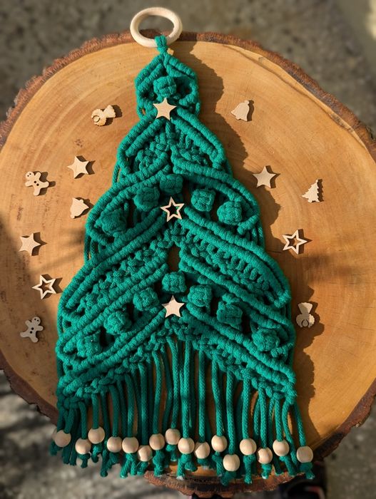Choinka duża na ścianę zawieszka ozdoba rekodzieło sznurek makrama