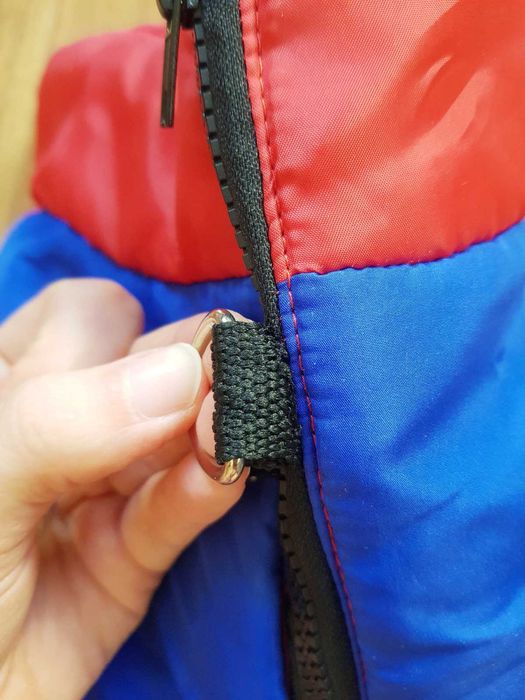 Czerwono niebieska kurtka na zamek Primark Pets L ocieplana