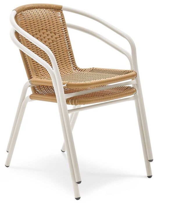 Krzesło Technorattanowe na Balkon Taras Bistro Patio BRĄZOWO-BIAŁE