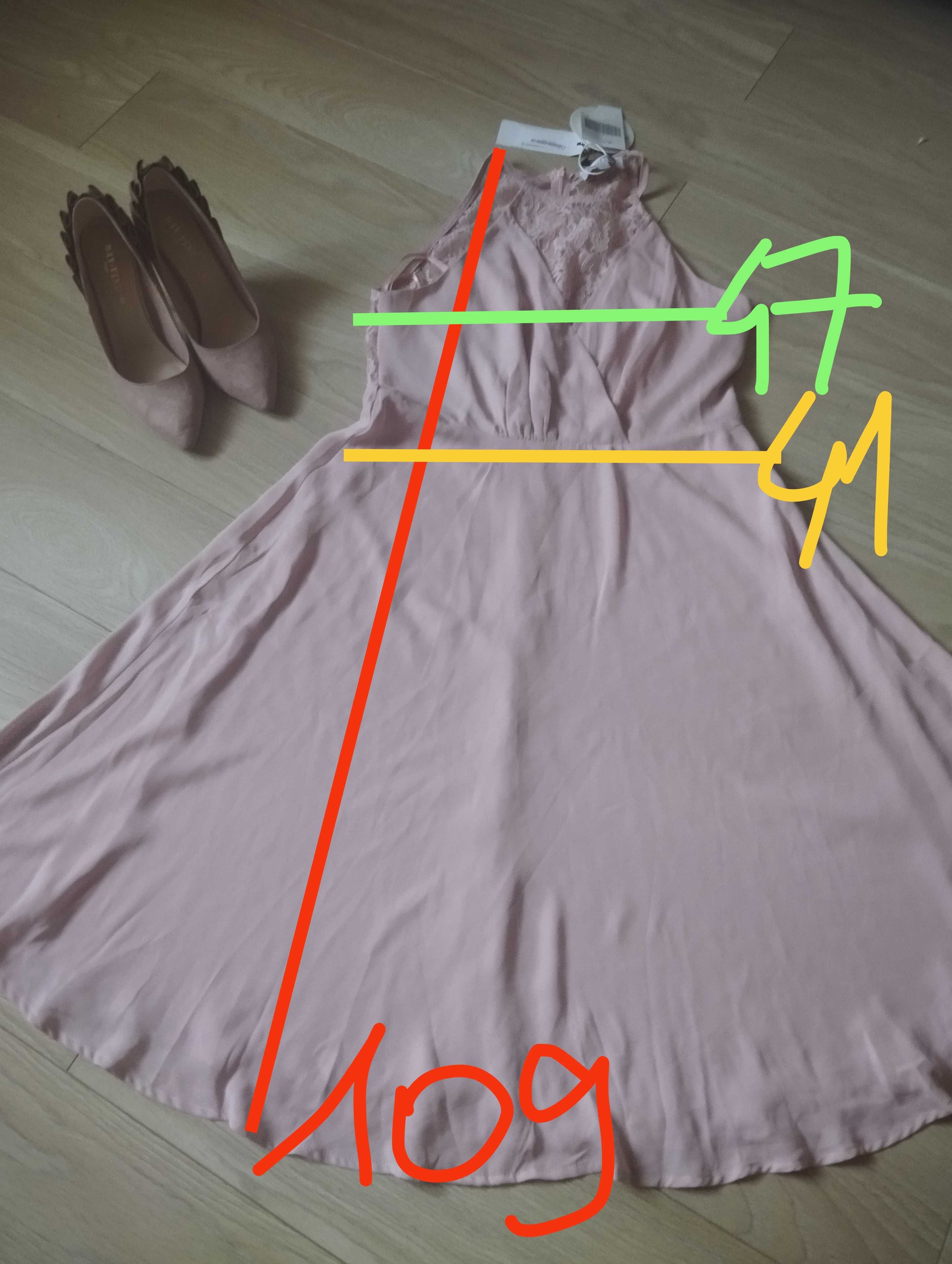 Sukienka różowa MIDI za kolano  Boohoo elegancka zmysłowa 40/12