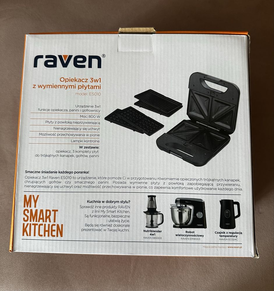 Opiekacz Raven ES010 3w1 Trójkąty Gofry Panini 800W