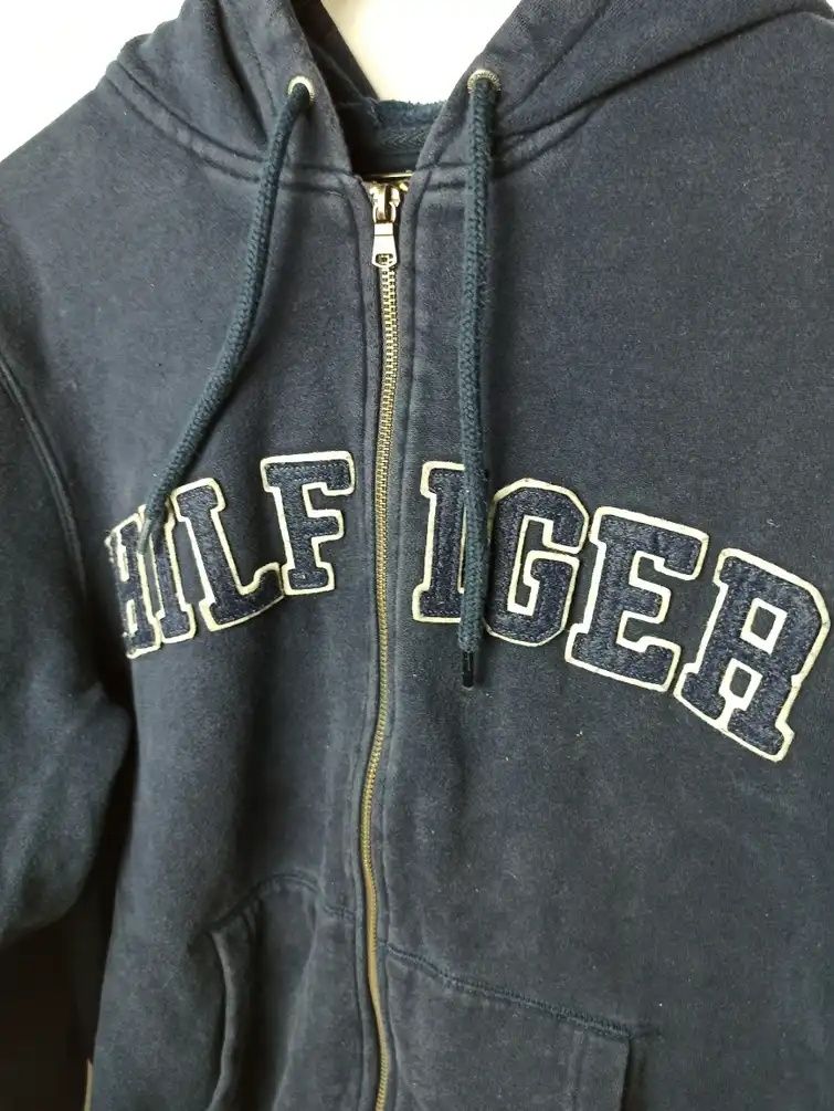 Tommy Hilfiger zip up washed out hoodie navy bluza z kapturem