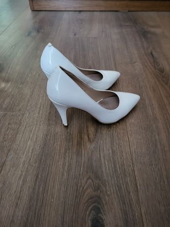 Buty białe ślubne szpilki 36