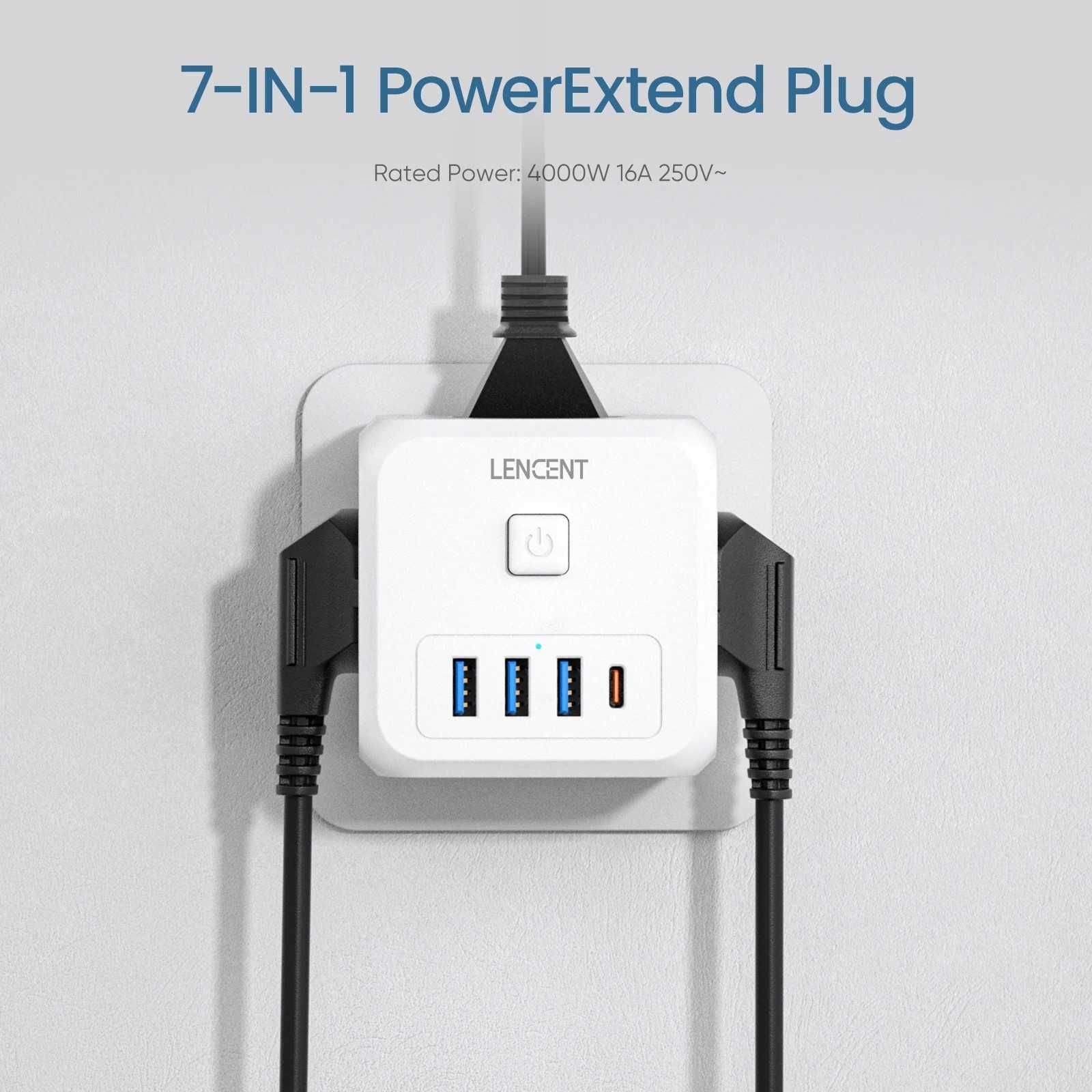 Powercube listwa zasilająca LENCENT 7 w 1 USB