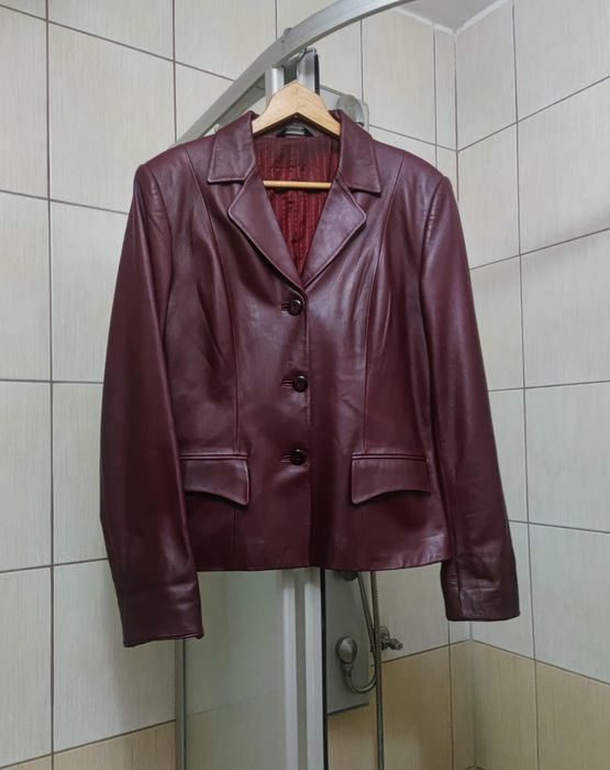 Ramoneska L damska czerwona burgundowa buraczkowa kurtka ekologicznie