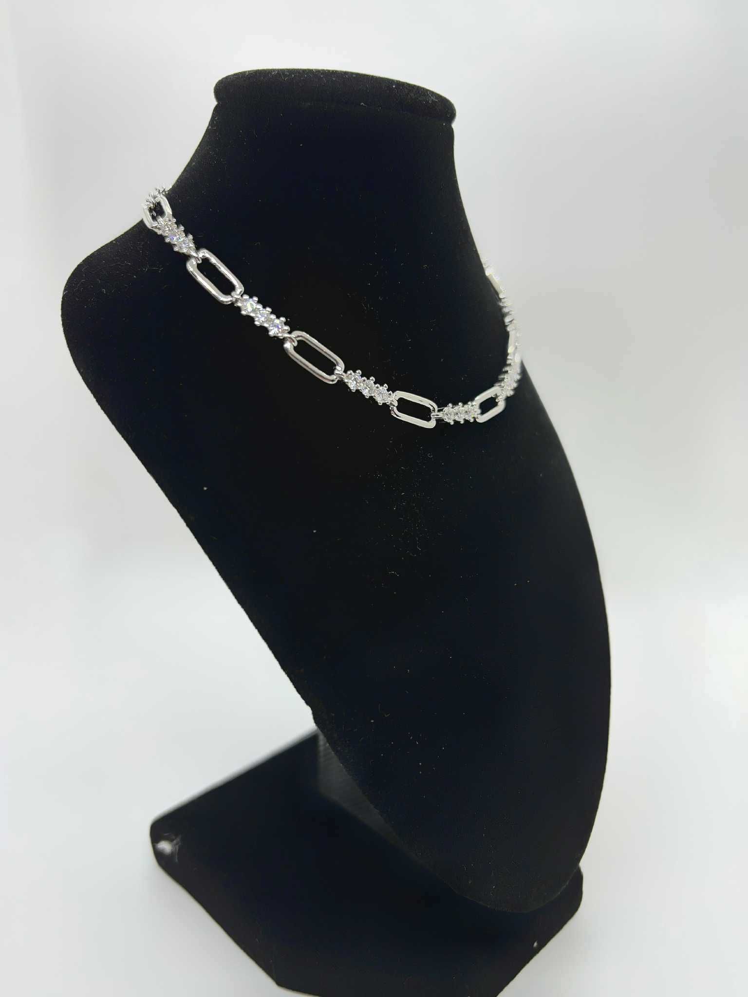 Nowa Srebrna, Rodowana Bransoletka pr 925 7,84g (Długość 18-21,5 cm)