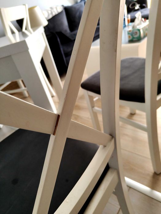 Zestaw stół+ 4 krzesła białe grafit styl skandynawski vintage