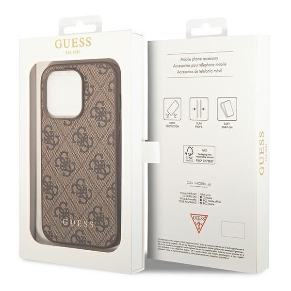 Etui na iPhone 14 Pro Guess 4G Metal Gold Brązowy