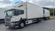 Scania P410  +przyczepa chłodnia obrotnica SOMMER (zestaw 34 palety)