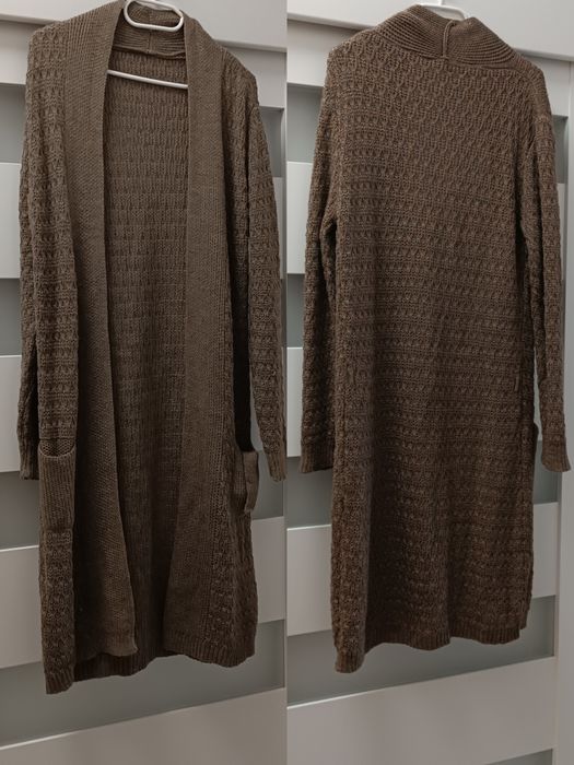 Kardigan 2szt. uni na S M L xl długi sweter zielony fango