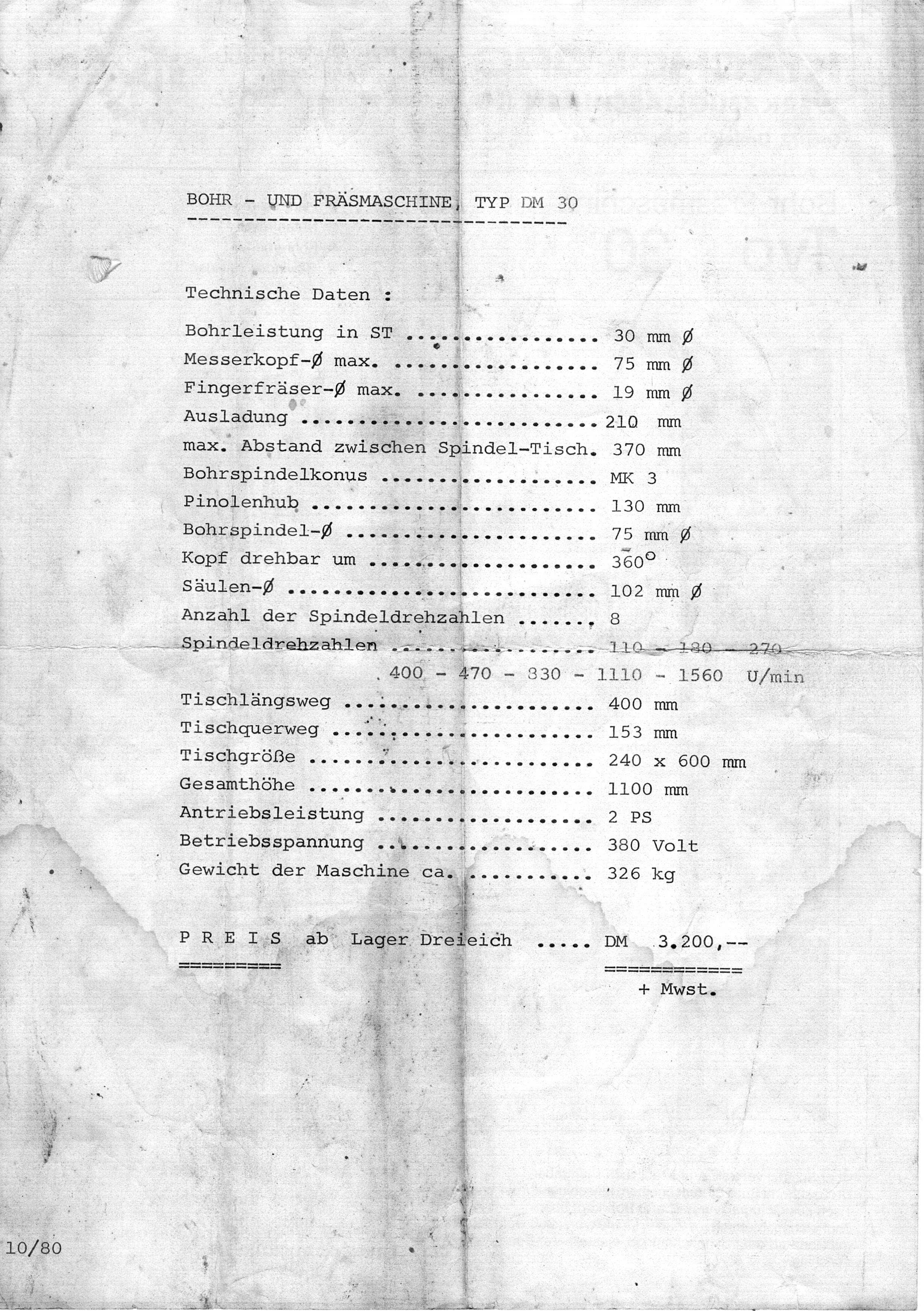Wiertarko Frezarka DM 30