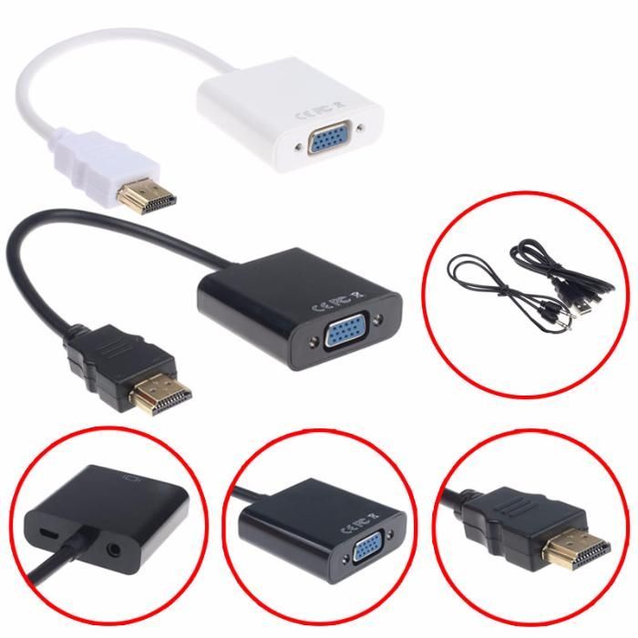 Конвертер из HDMI в VGA, + АУДИО + ПИТАНИЕ адаптер переходник