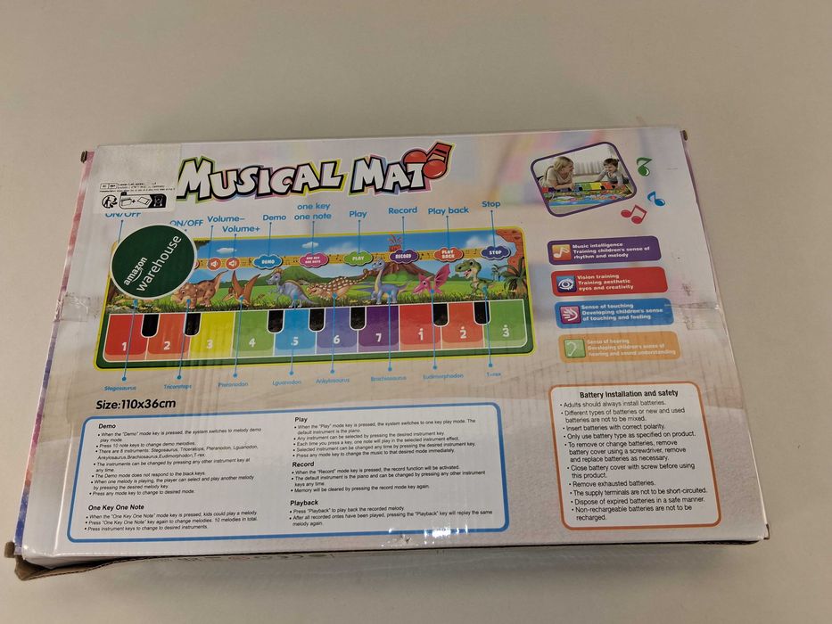 N127 Mata Muzyczna HUI LE TU Dinozaury 110x36cm XXL Interaktywna