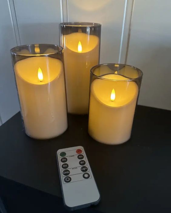 Zestaw 3 świec LED z pilotem *timer