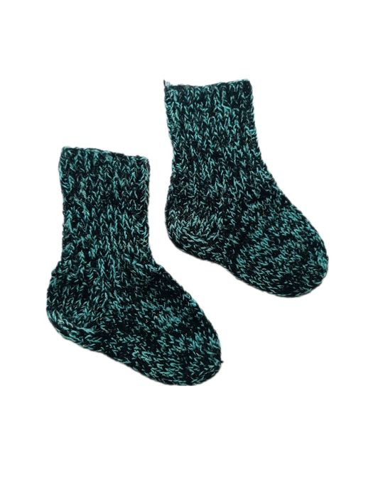 Handmade / Zielone niebieskie skarpetki robione na drutach handmade 36