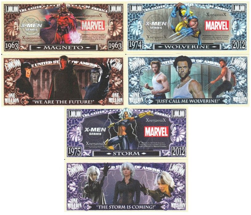 X-MEN banknoty zestaw.