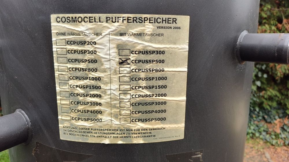 Bufor 500l COSMO z wężownicą na solar, pelet, pompę ciepła, kominek