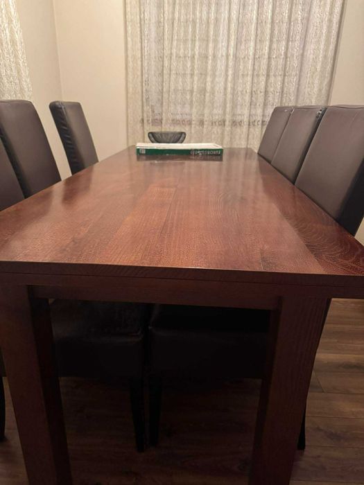 komplet stół jadalniany z litego drewna + 6 krzeseł