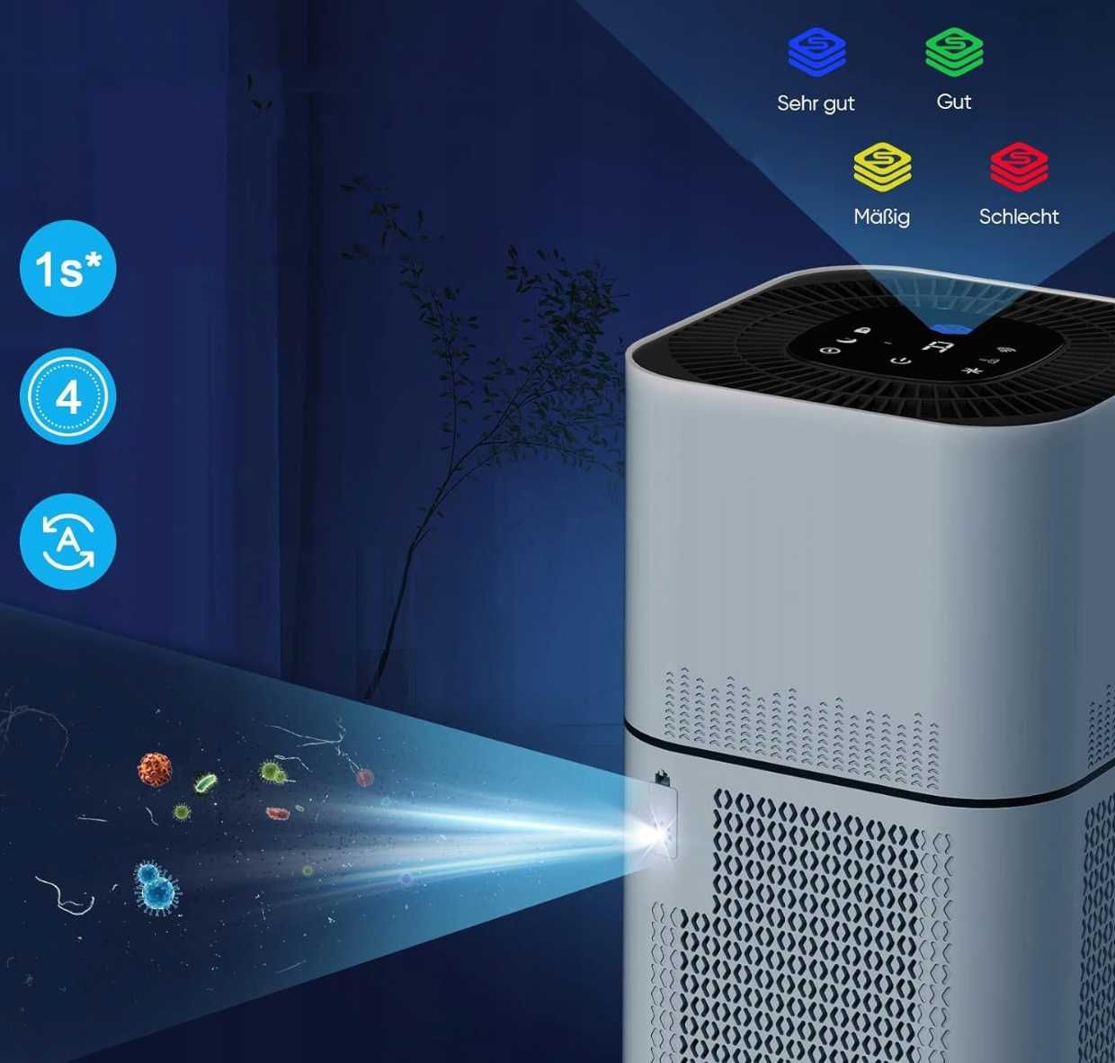 DAYETTE Oczyszczacz Powietrza z Hepa H13, 22 dB, do 120 m²