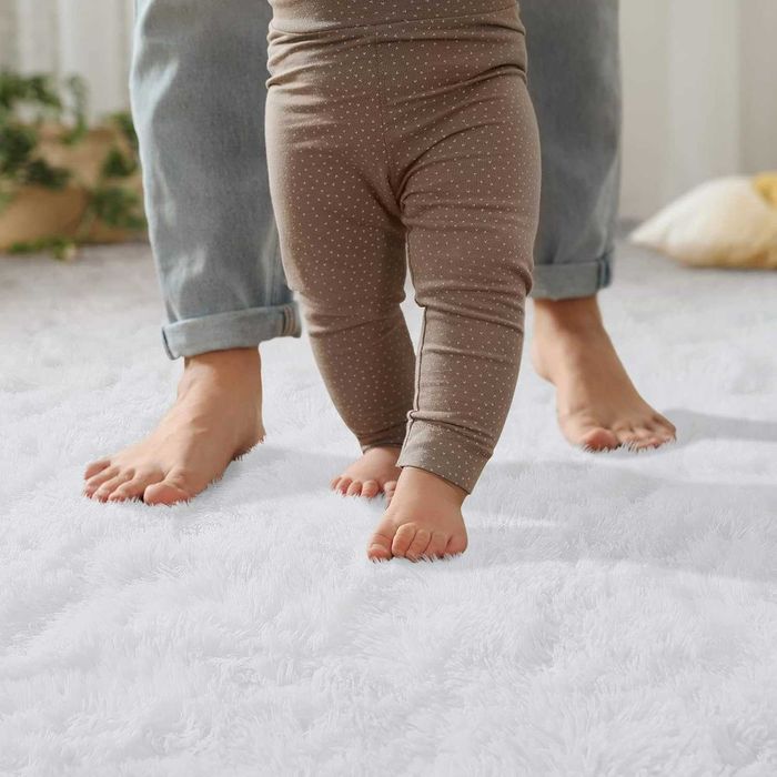 Dywan Shaggy miękki 170x120 cm biały długi włos puszysty