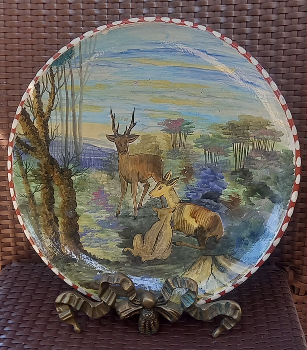 Antigo prato de olaria AC Moitalina n.217 ,diâmetro 34cm