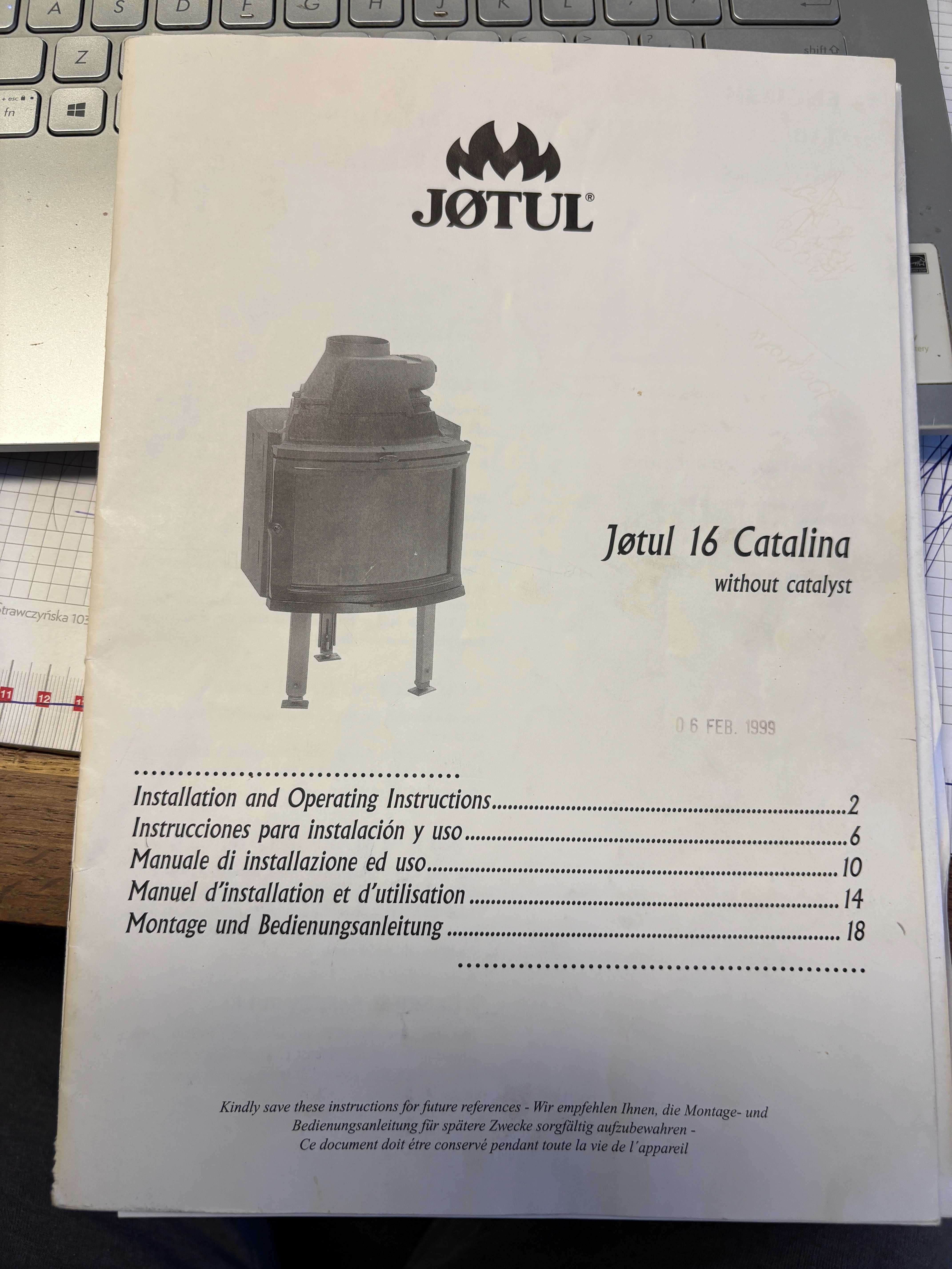 Wkład kominkowy żeliwny JOTUL 16 Catalina OKAZJA