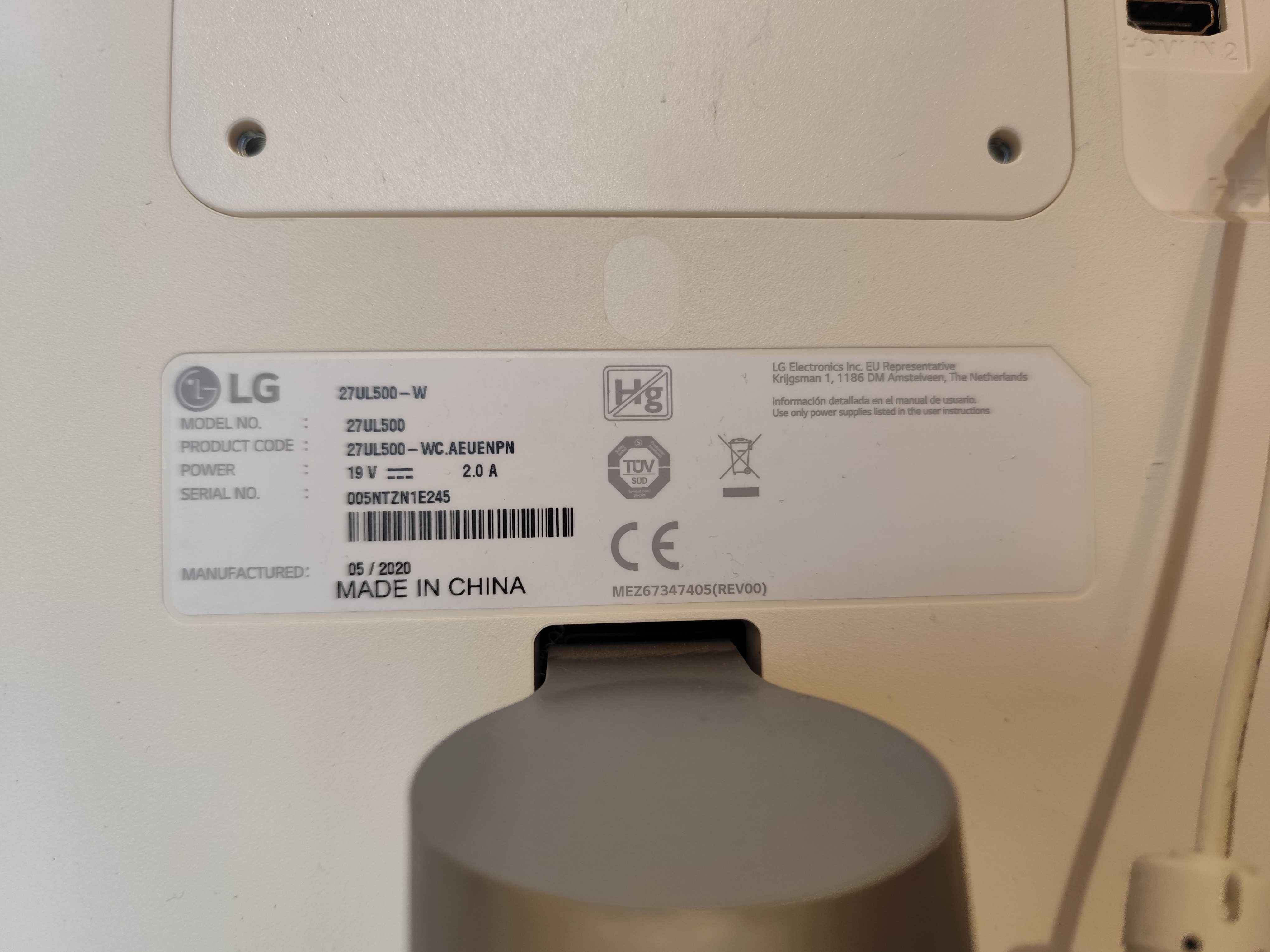 Monitor LG 27UL500-W 4K UHD 3840x2160px 60Hz IPS