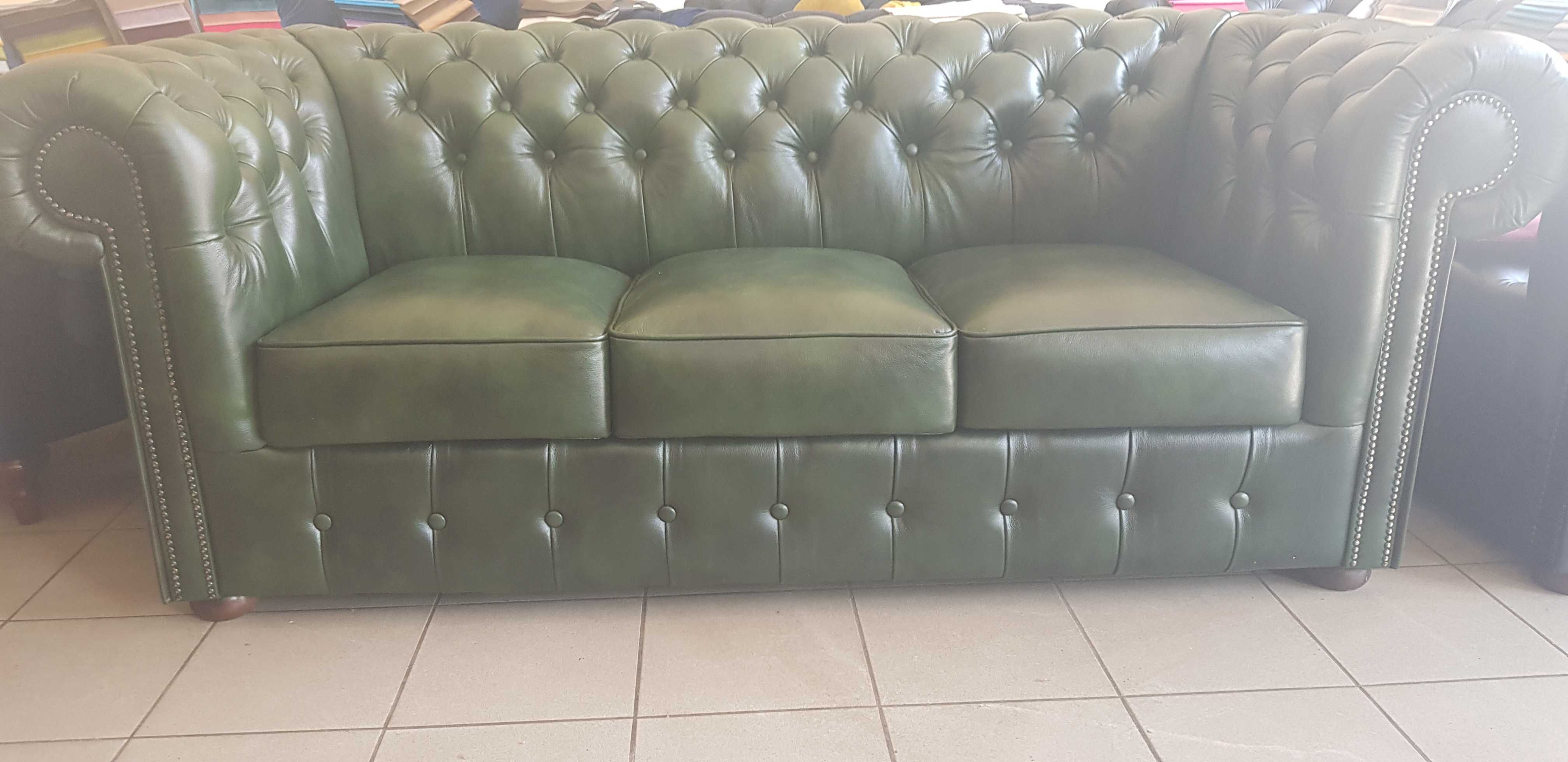 sofa Chesterfield skóra naturalna -10%