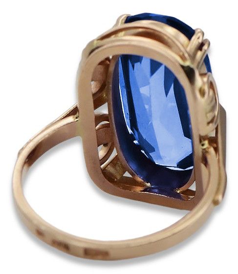 Pierścionek z czerwonego złota 14k 585 z Szafirem vrc038 Vintage 16/