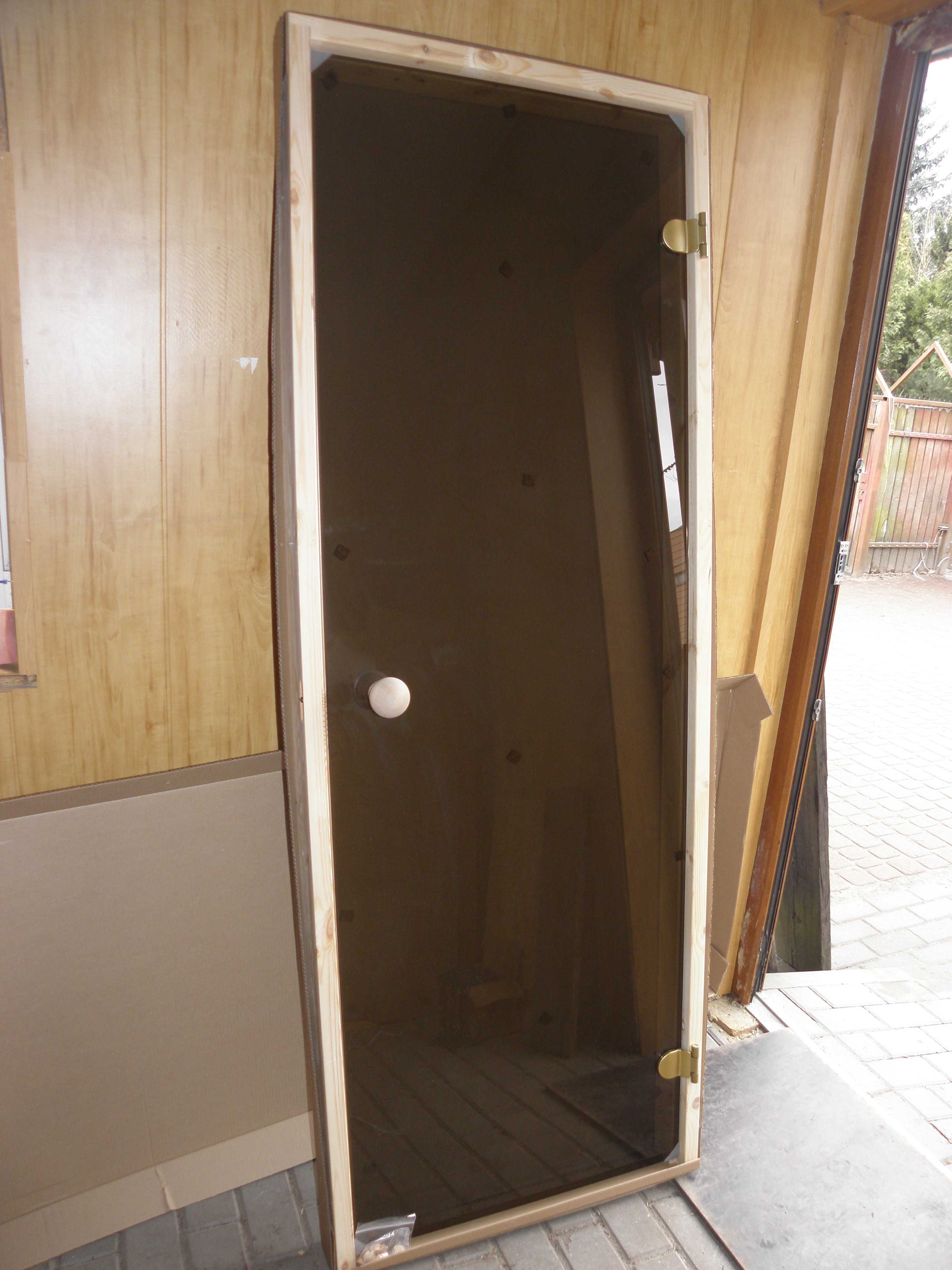 Drzwi do sauny 60x180 70x180 70x190 L=P 8 mm brąz, nowe, solidne
