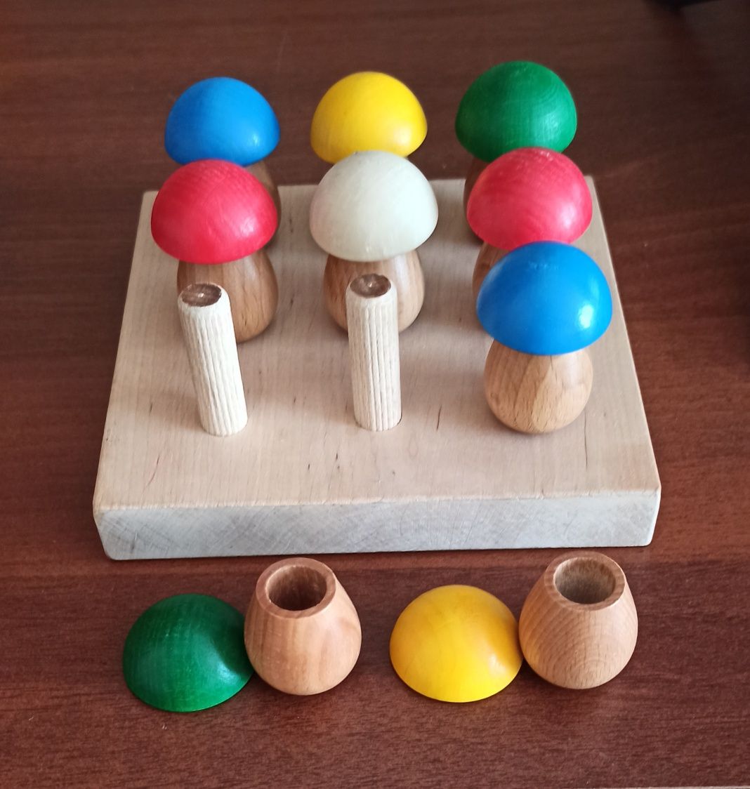 Дерев'яний - сортер грибна поляна розвиваюча іграшка
