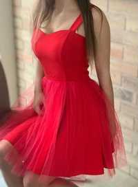 Sukienka czerwona tiulowa mini  na ramiączkach Tayla XS