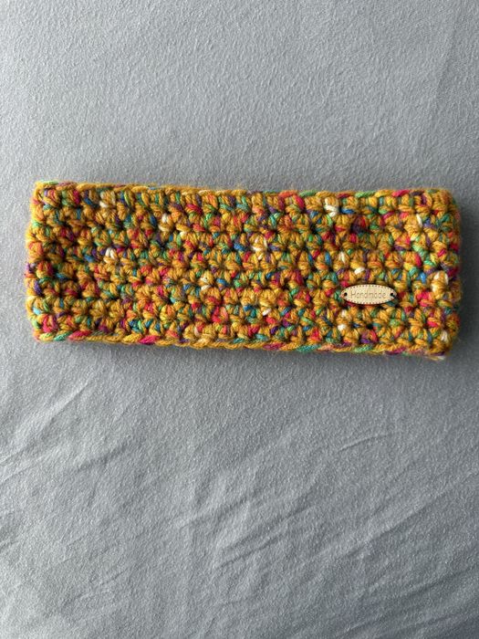 Czapka z kominem oraz opaską z wełny