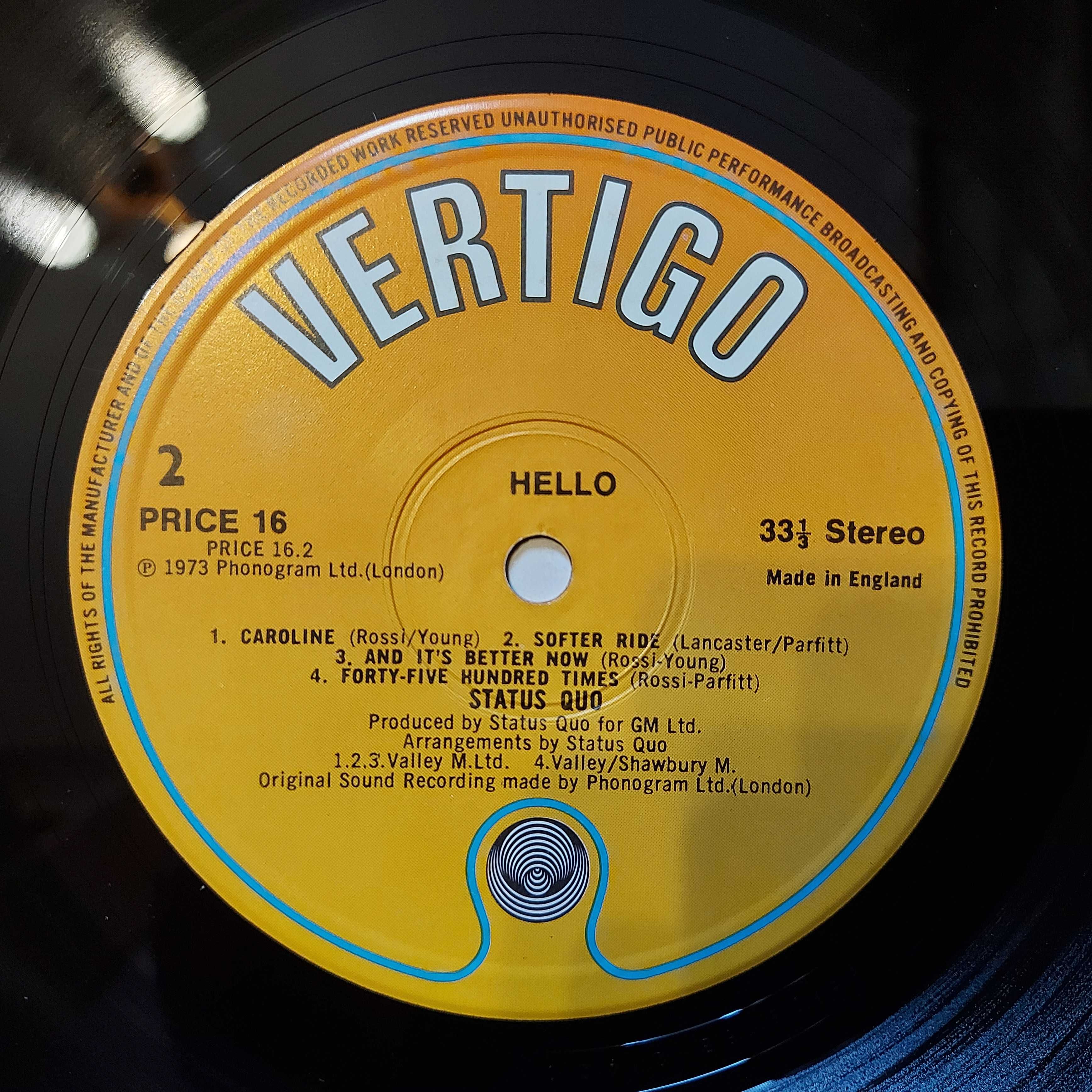 Status Quo ‎Hello UK 1983 (EX+/EX-)