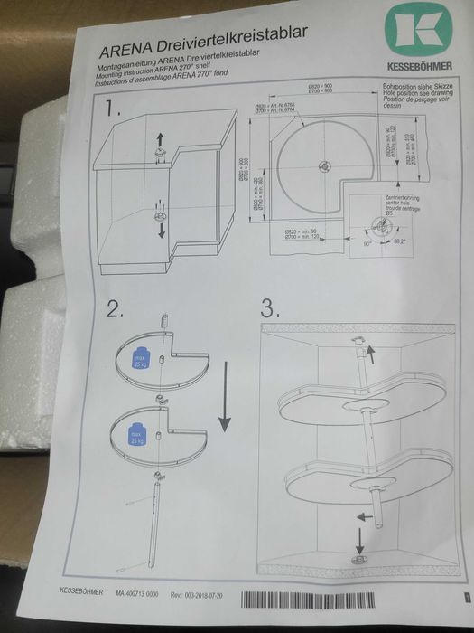 Obrotnica 3/4 koła ARENA Classic 820/ biała PEKA