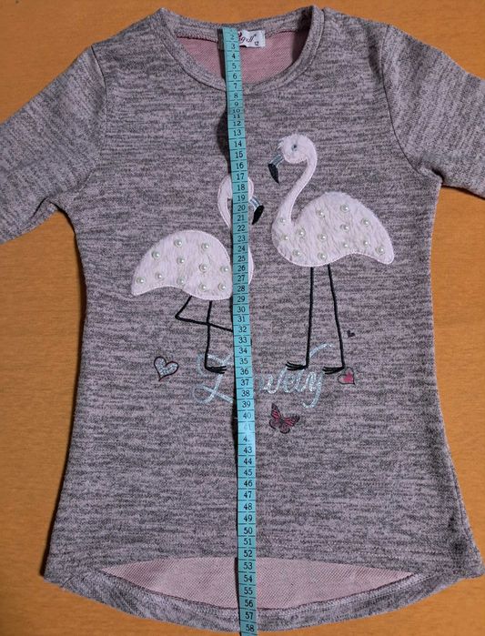 Кофта з аплікацією фламінго для дівчинки